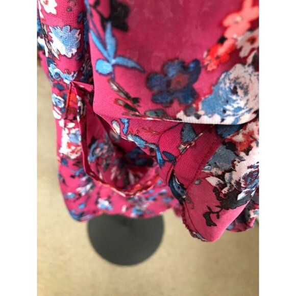 Band of Gypsies Open Cardigan Floral Jacket Cranberry Blu Womens Small Top Lace - Picture 9 of 10